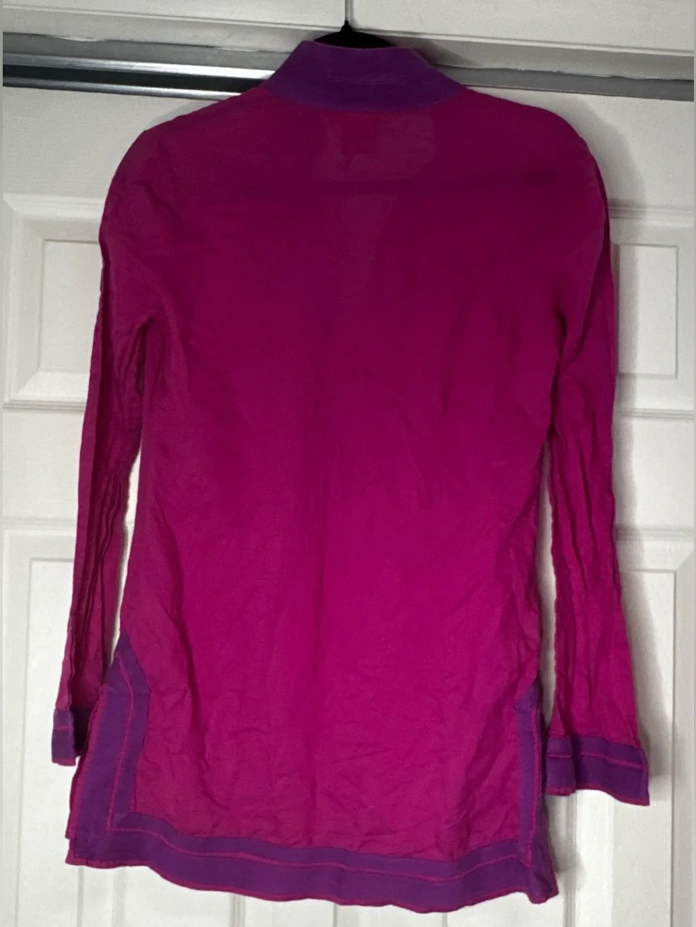 Tory Burch Fuchsia and Purple Trim Cotton Tunic - Size 4